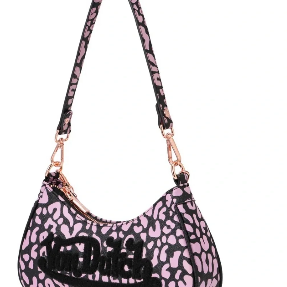 NWT Von Dutch Pink Cheetah Shoulder Bag w/Puffed Lettering and Charms
